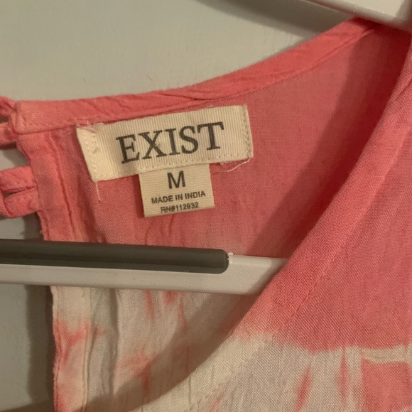 Exist boho Long sleeve pink white tie dyed shorts romper. Medium. - Picture 2 of 8
